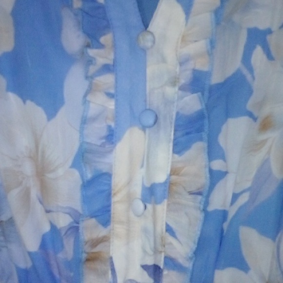 Joie Blue Ruffled V-neck Floral Tie Waist Midi Dress - Picture 5 of 8